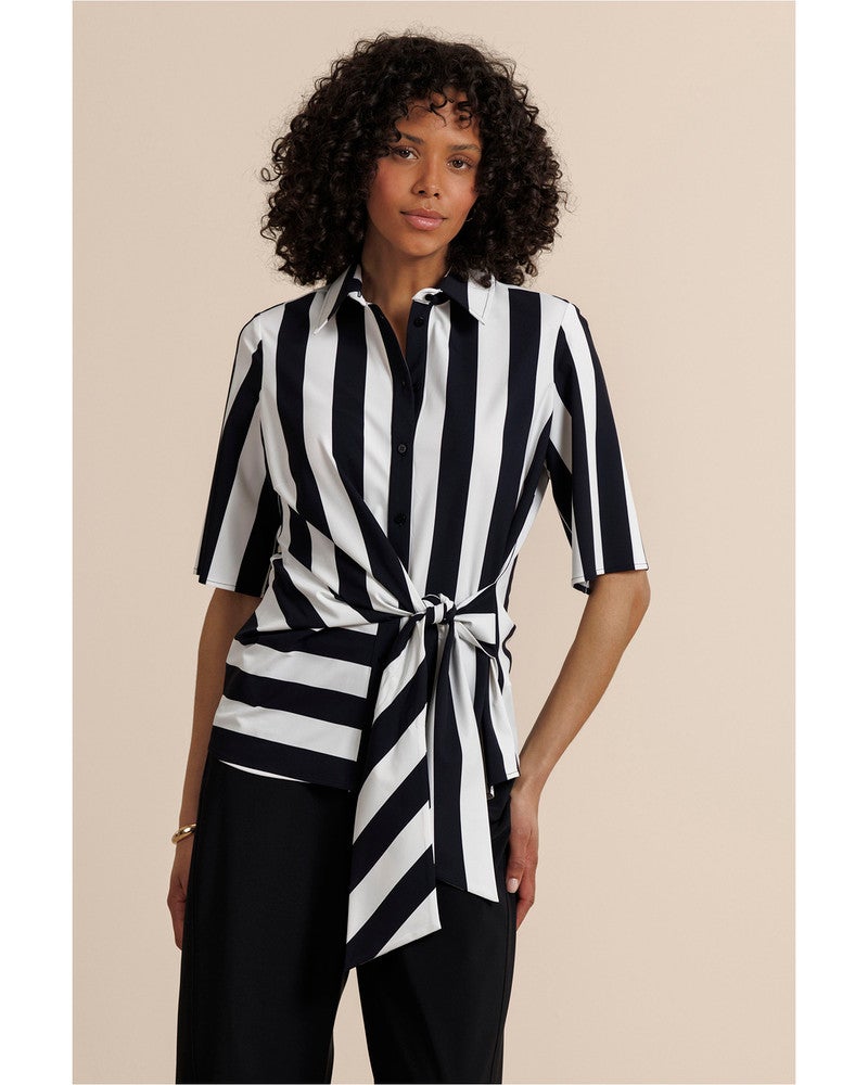 Reda stripe butterfly blouse Zwart 1 Reda stripe butterfly blouse Zwart 1