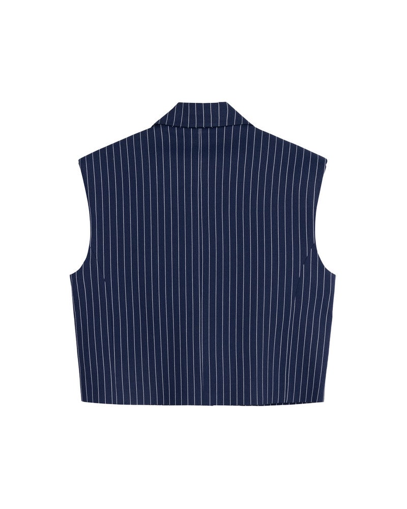 ladies woven striped waistcoat Donker Blauw ladies woven striped waistcoat Donker Blauw