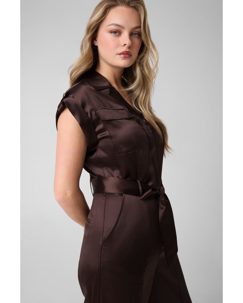 SS FLORA BELTED SATIN OVERALL Bruin 1 SS FLORA BELTED SATIN OVERALL Bruin 1