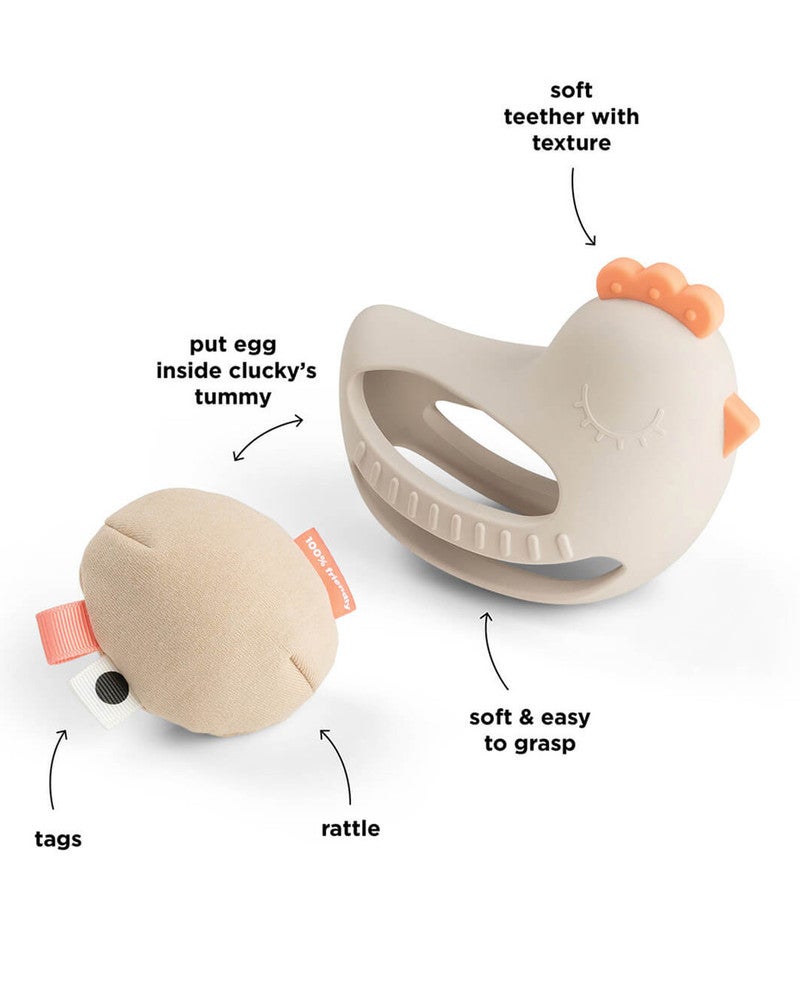 Clucky Grip en Bijtspeeltje Met Rammelaar Zand Clucky Grip en Bijtspeeltje Met Rammelaar Zand