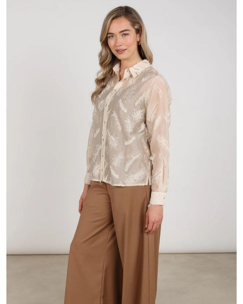 Aysha Blouse Feathers Zand Aysha Blouse Feathers Zand