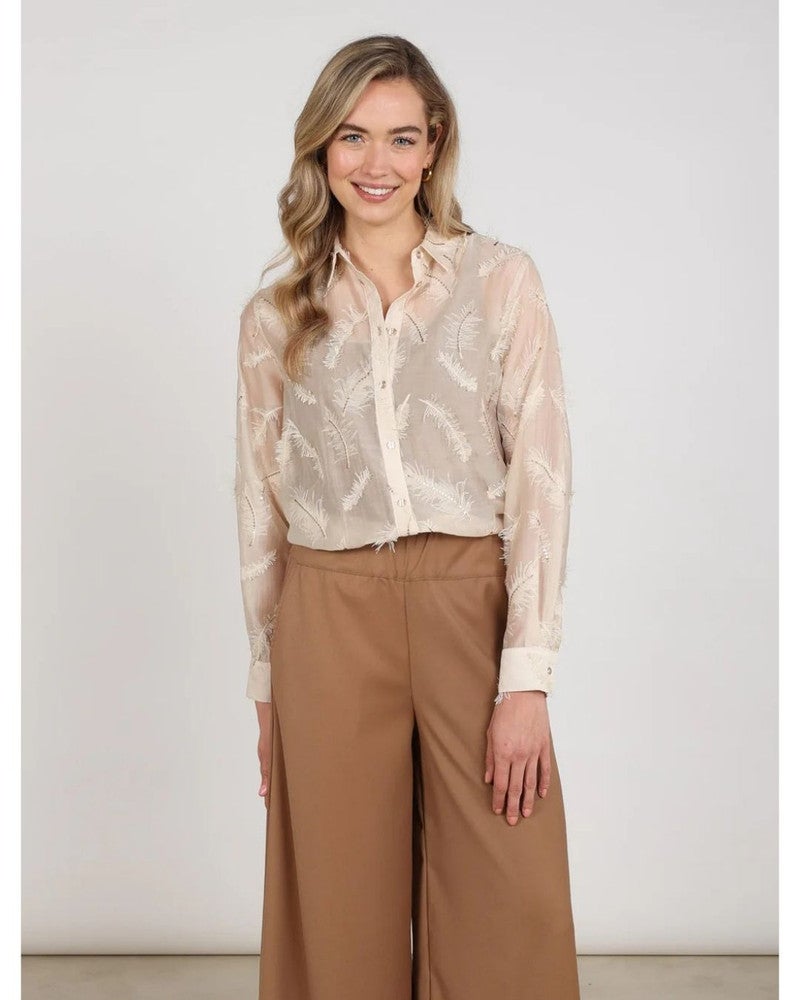 Aysha Blouse Feathers Zand Aysha Blouse Feathers Zand