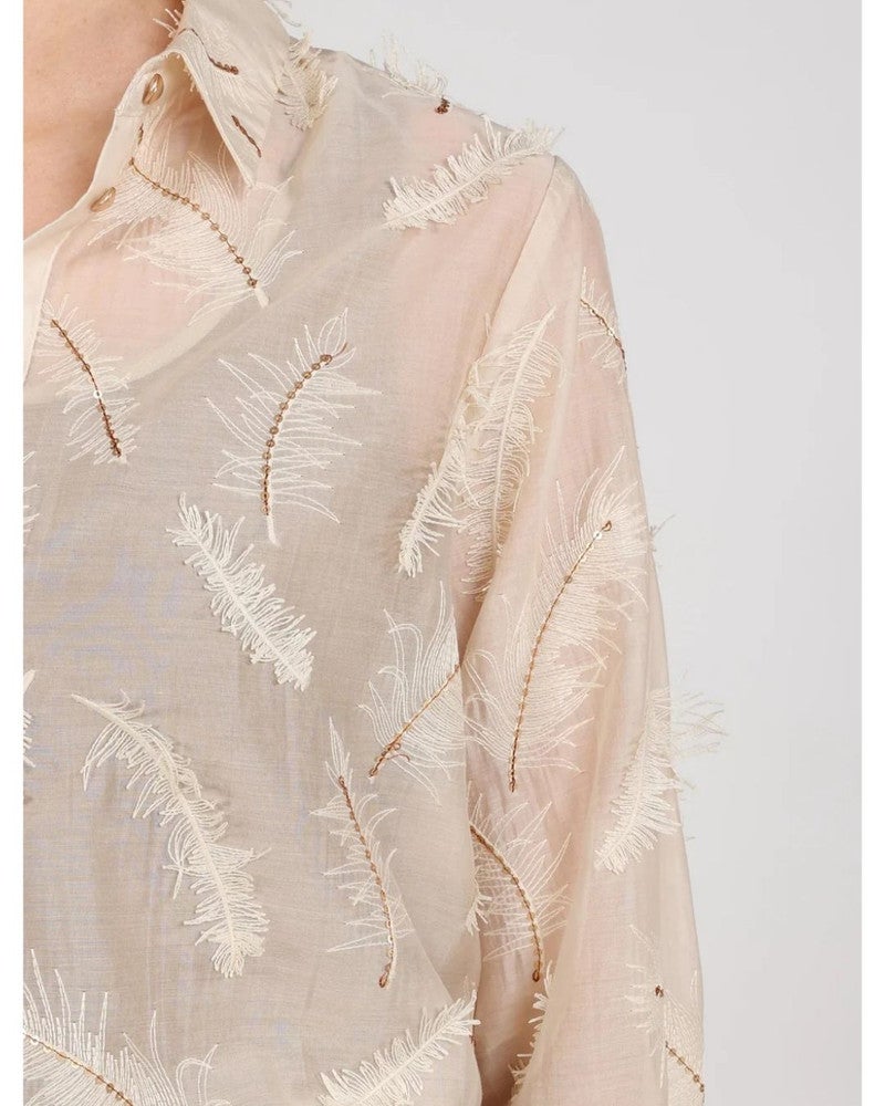 Aysha Blouse Feathers Zand Aysha Blouse Feathers Zand