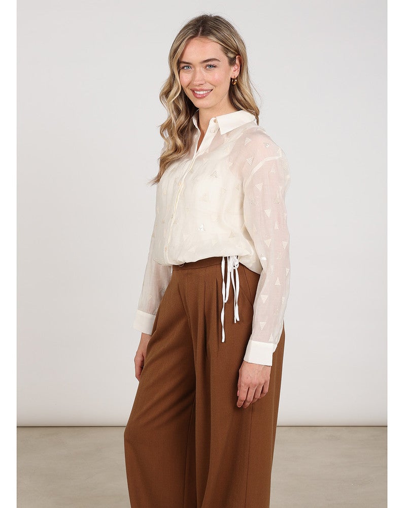 Ally Blouse Square Embroidery Off White Ally Blouse Square Embroidery Off White