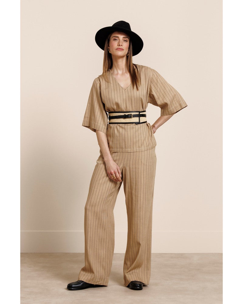 Maddi jane stripe top Camel Maddi jane stripe top Camel