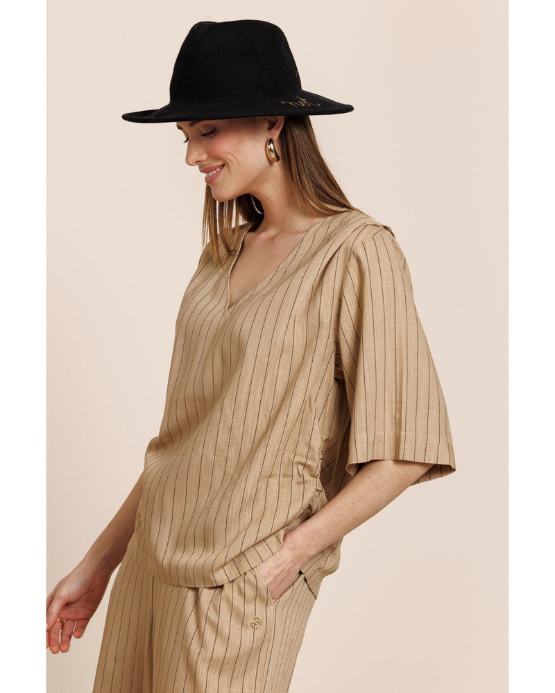 Maddi jane stripe top Camel Maddi jane stripe top Camel