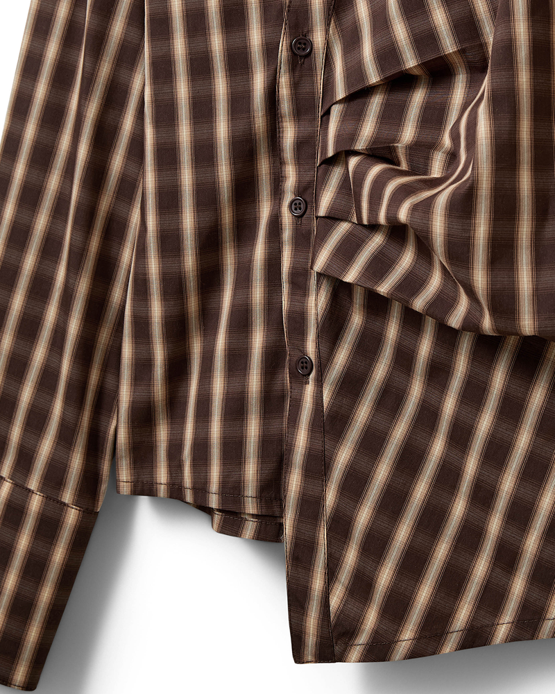 PAIGESW CHECKED ASYMMETRIC SHIRT Bruin 1 PAIGESW CHECKED ASYMMETRIC SHIRT Bruin 1