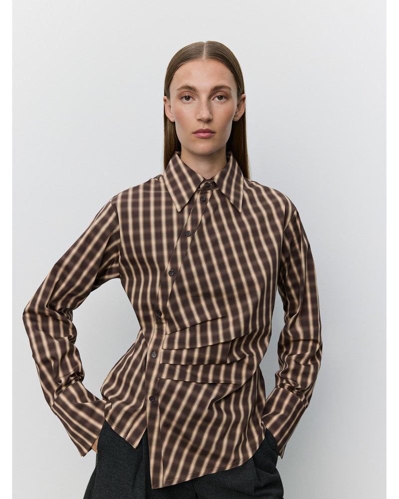 PAIGESW CHECKED ASYMMETRIC SHIRT Bruin 1 PAIGESW CHECKED ASYMMETRIC SHIRT Bruin 1