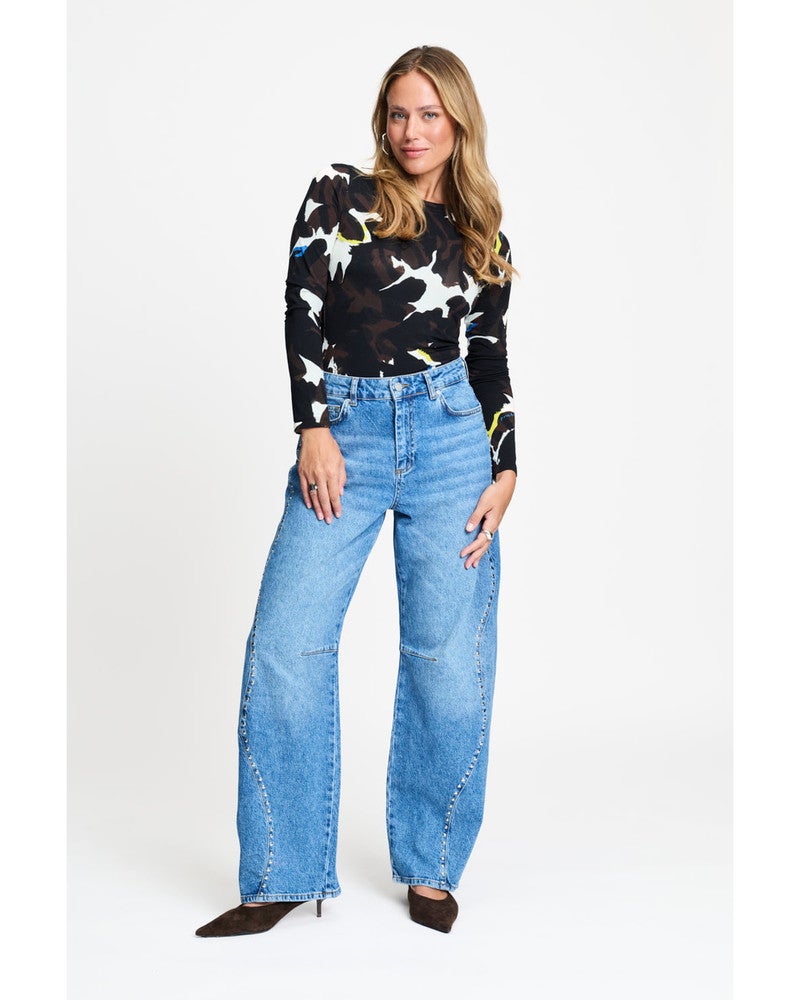 JEANS - Jacky Studs Mid Blue Blauw JEANS - Jacky Studs Mid Blue Blauw