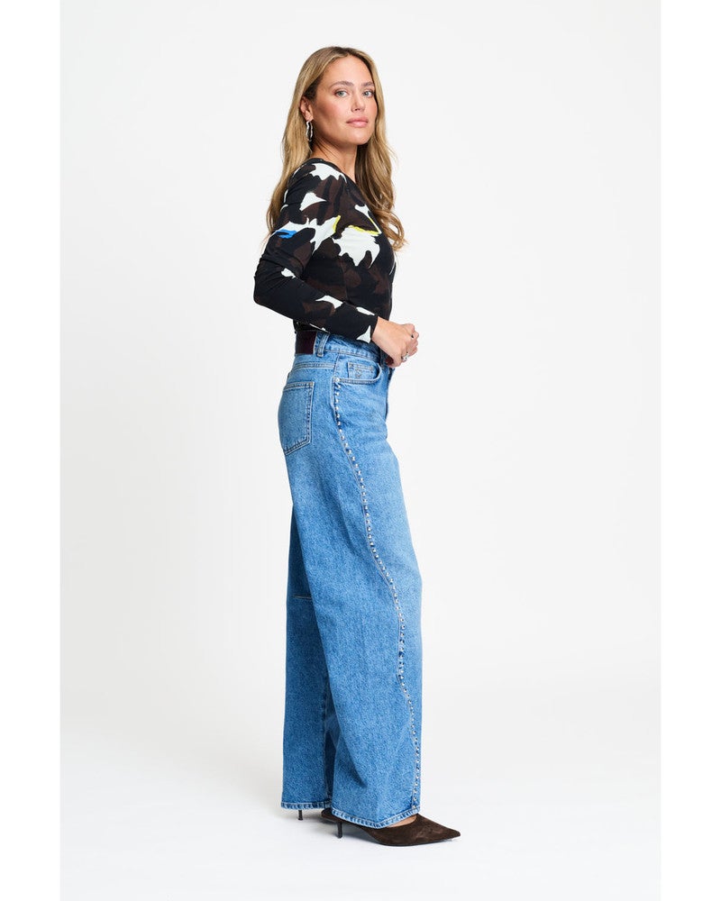 JEANS - Jacky Studs Mid Blue Blauw JEANS - Jacky Studs Mid Blue Blauw