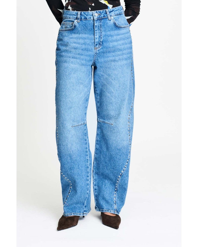 JEANS - Jacky Studs Mid Blue Blauw JEANS - Jacky Studs Mid Blue Blauw