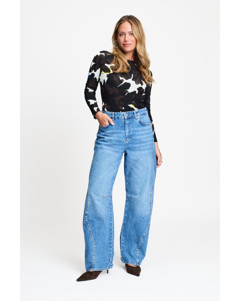 JEANS - Jacky Studs Mid Blue Blauw JEANS - Jacky Studs Mid Blue Blauw