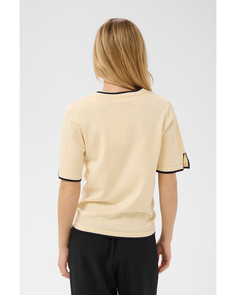 MilaSZ Contrast Stripe SS Pullover Beige MilaSZ Contrast Stripe SS Pullover Beige