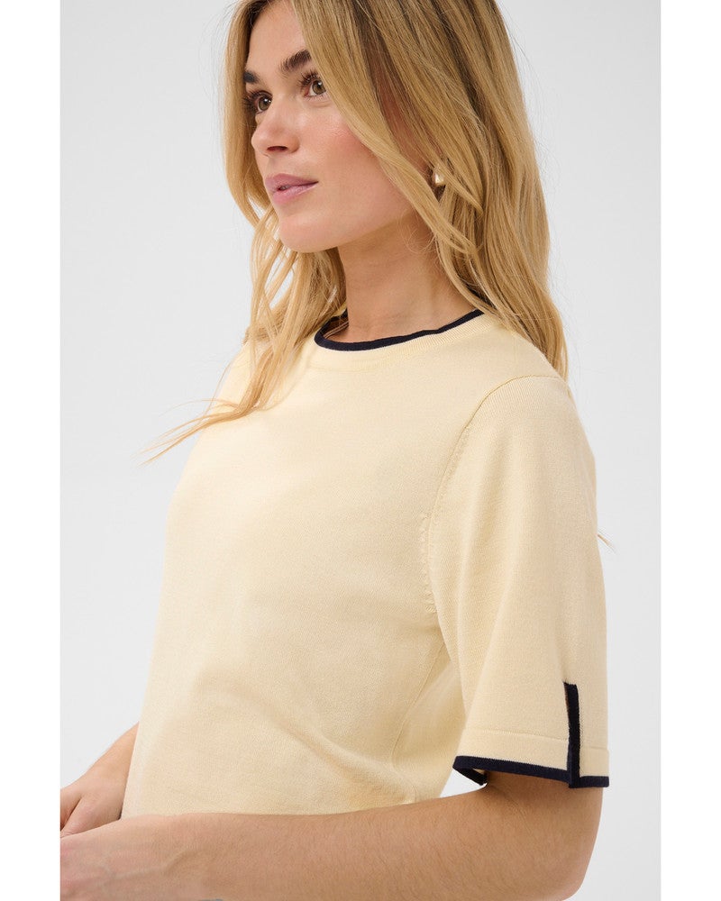 MilaSZ Contrast Stripe SS Pullover Beige MilaSZ Contrast Stripe SS Pullover Beige