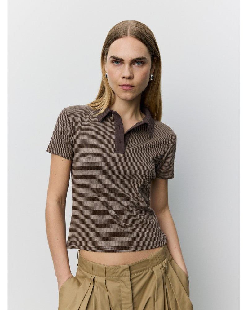 CALISTASW RIB POLO T-SHIRT Bruin 1 CALISTASW RIB POLO T-SHIRT Bruin 1