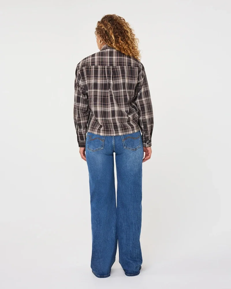 Blouse short check strass Bruin 1 Blouse short check strass Bruin 1