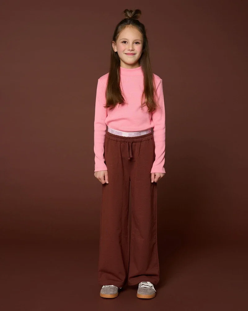 Wide Leg Pants Contrast Band Bruin 1 Wide Leg Pants Contrast Band Bruin 1