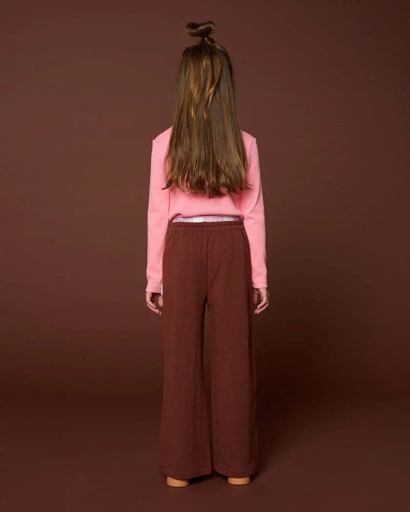 Wide Leg Pants Contrast Band Bruin 1 Wide Leg Pants Contrast Band Bruin 1