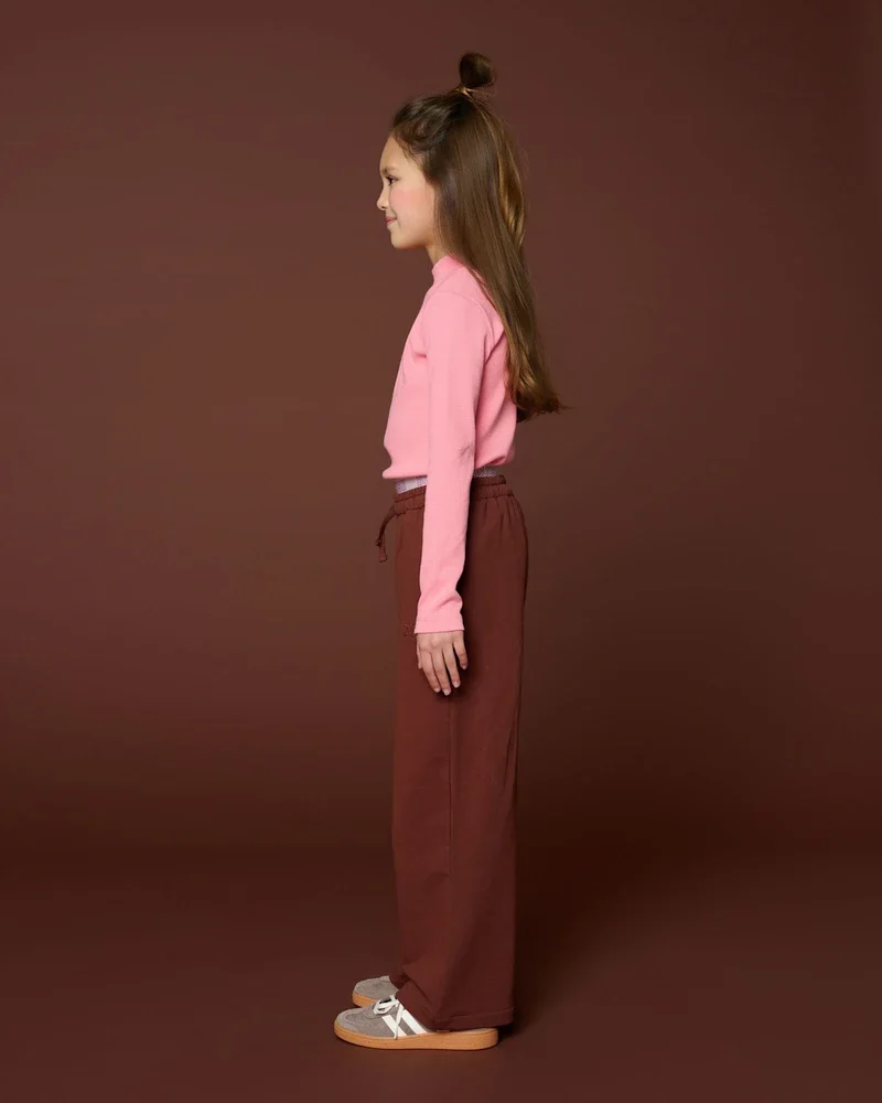 Wide Leg Pants Contrast Band Bruin 1 Wide Leg Pants Contrast Band Bruin 1