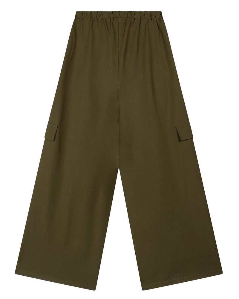 ladies woven wide leg cargo pants MILA Army ladies woven wide leg cargo pants MILA Army