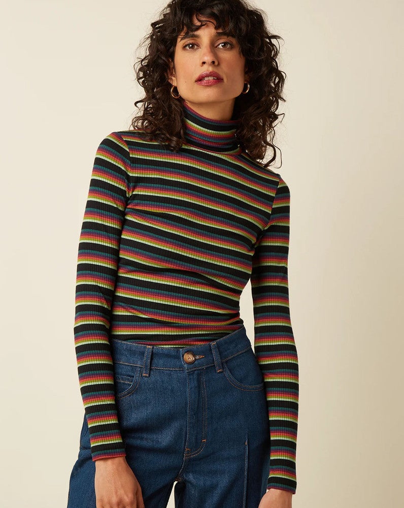 Rollneck Top Lottie Stripe Groen Rollneck Top Lottie Stripe Groen