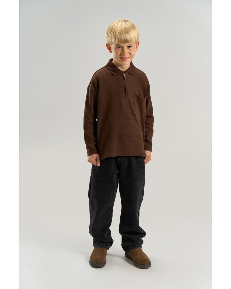 Varl Longsleeve Polo Zipped Bruin 1 Varl Longsleeve Polo Zipped Bruin 1