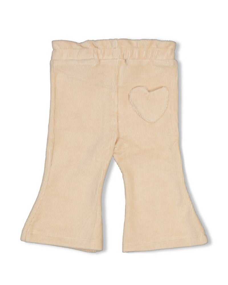 Flare broek velours rib - Lucky Bloombird Off White Flare broek velours rib - Lucky Bloombird Off White