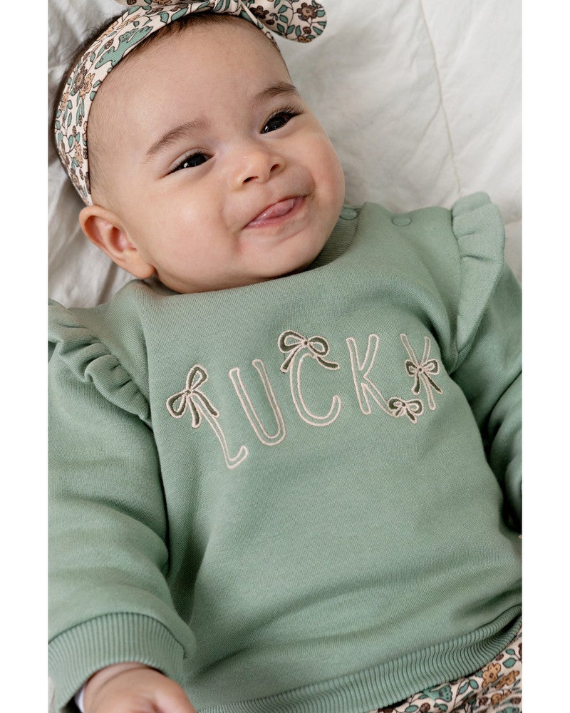 Sweater relaxed fit Lucky Ruffle - Lucky Bloombird Groen Sweater relaxed fit Lucky Ruffle - Lucky Bloombird Groen