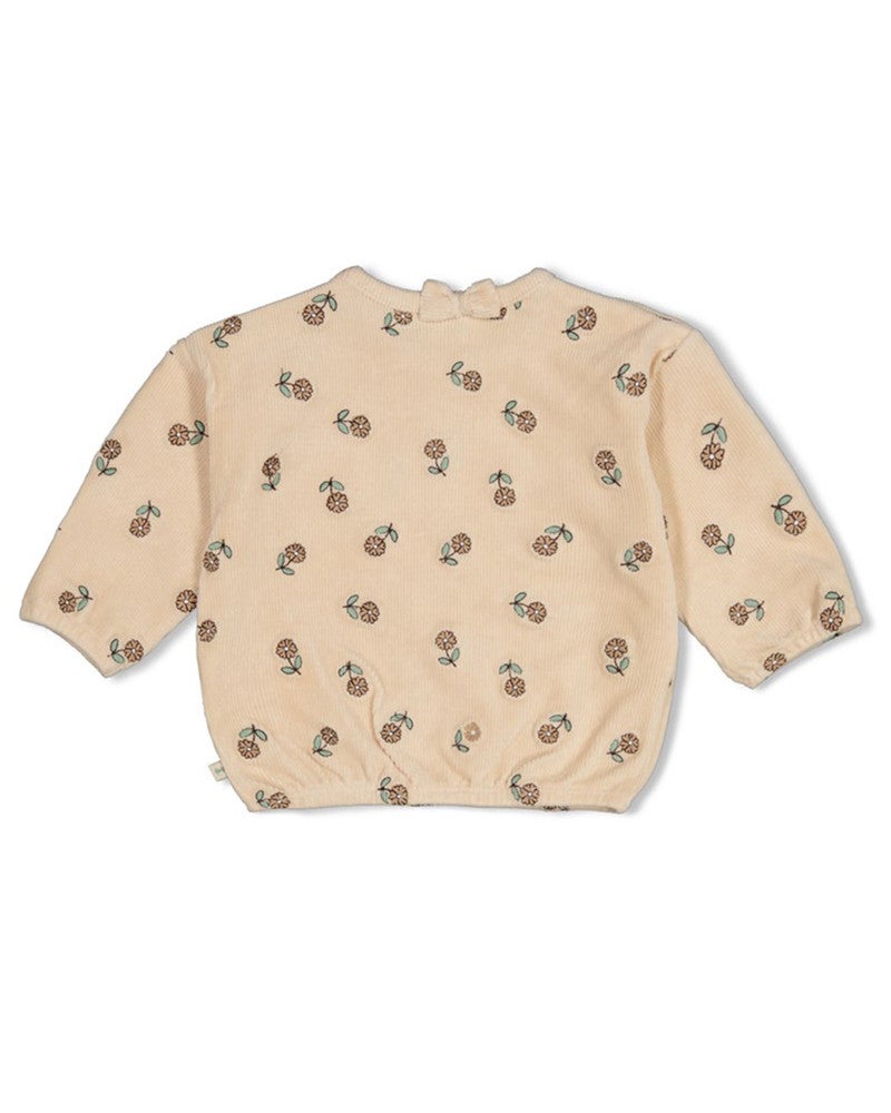 Sweater velours rib met borduur Flowers - Lucky Bloombird Off White Sweater velours rib met borduur Flowers - Lucky Bloombird Off White