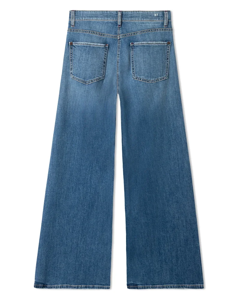 Palazzo Flare Studio87 Slubby Comfort Stretch Blue Denim Blauw Palazzo Flare Studio87 Slubby Comfort Stretch Blue Denim Blauw