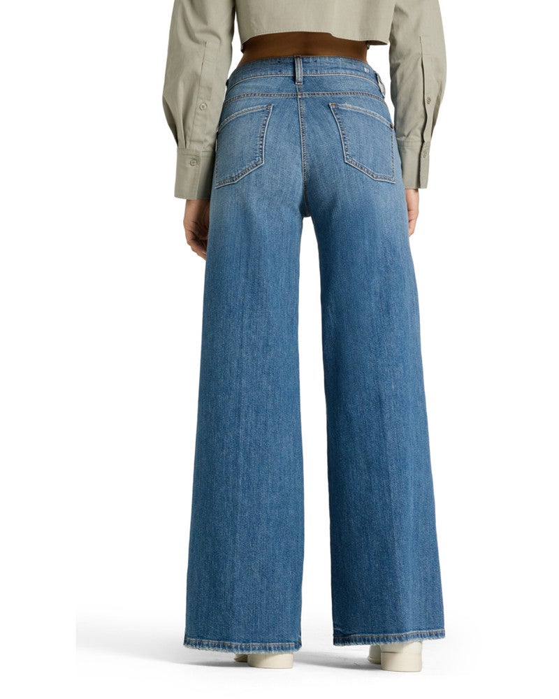 Palazzo Flare Studio87 Slubby Comfort Stretch Blue Denim Blauw Palazzo Flare Studio87 Slubby Comfort Stretch Blue Denim Blauw