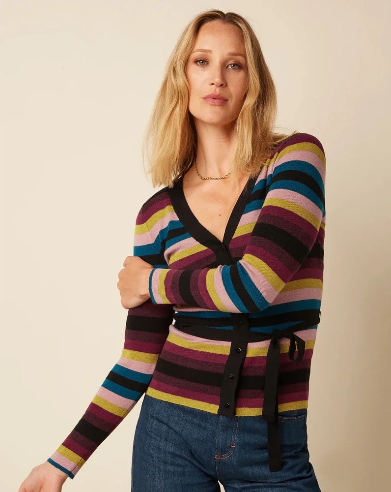 Mila Rib Cardi Lone Multi Mila Rib Cardi Lone Multi