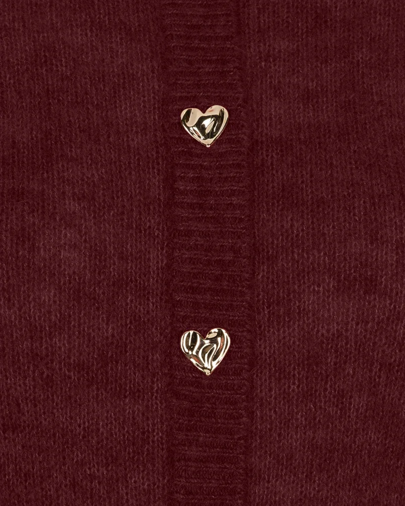 Cardigan closed placket fancy buttons Bordeaux Cardigan closed placket fancy buttons Bordeaux