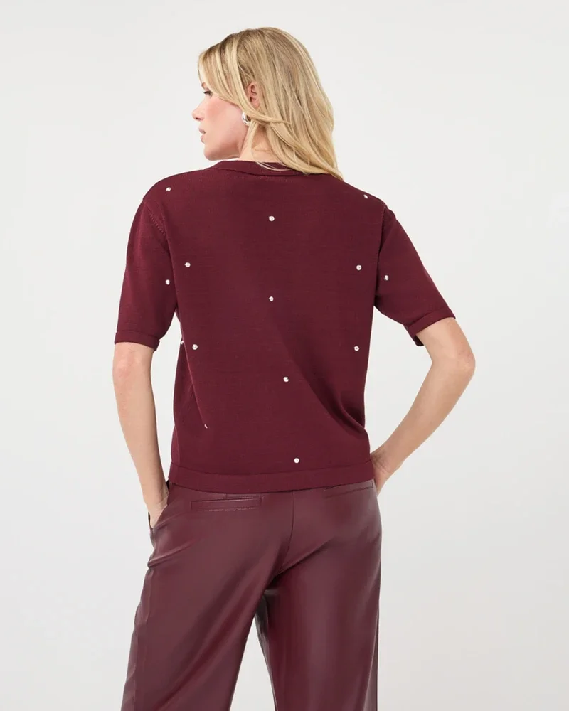 Sweater s/slve studs Bordeaux Sweater s/slve studs Bordeaux