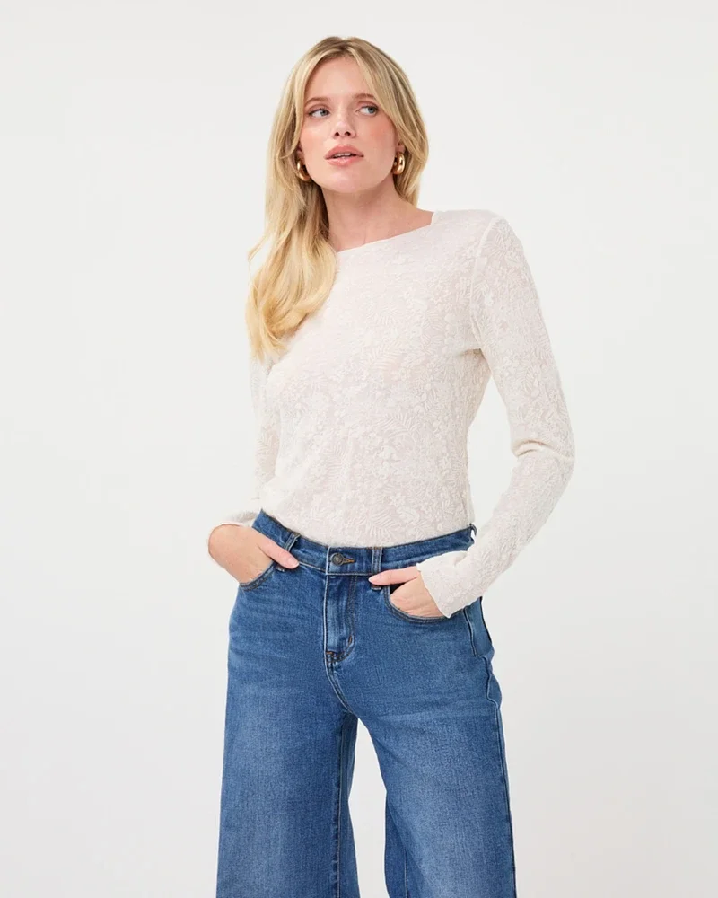 Top l/slve fancy Off White Top l/slve fancy Off White