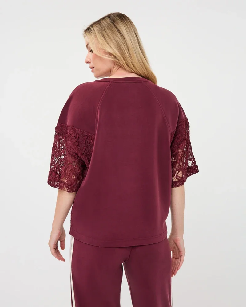 Sweater Modal s/slve lace Bordeaux Sweater Modal s/slve lace Bordeaux