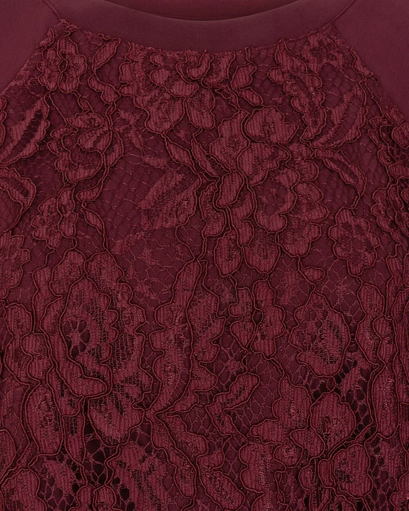 Sweater Modal s/slve lace Bordeaux Sweater Modal s/slve lace Bordeaux