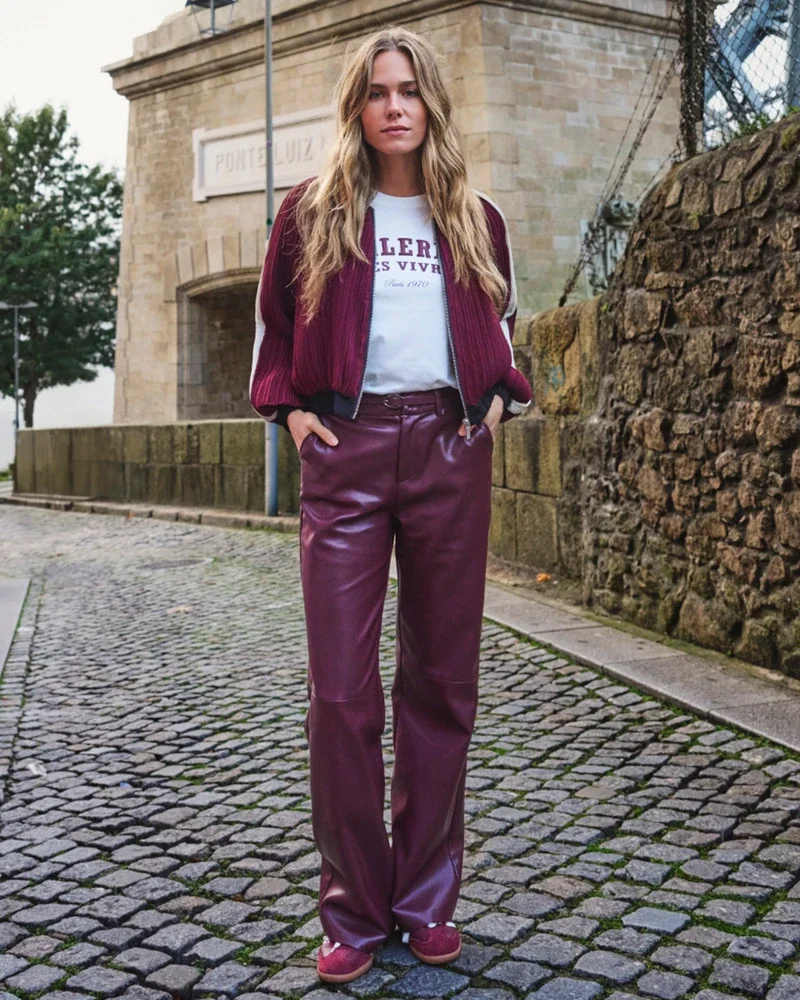 Trousers wide PU Bordeaux Trousers wide PU Bordeaux