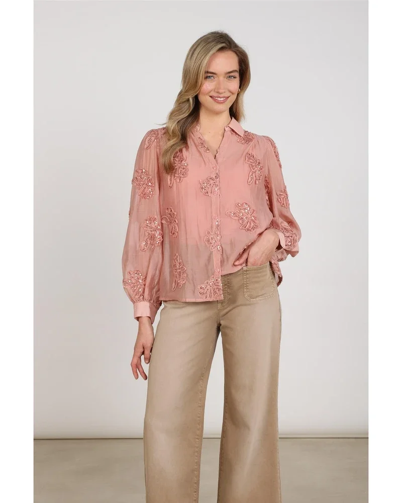 Antonella Blouse Paillet Flower Roze Antonella Blouse Paillet Flower Roze