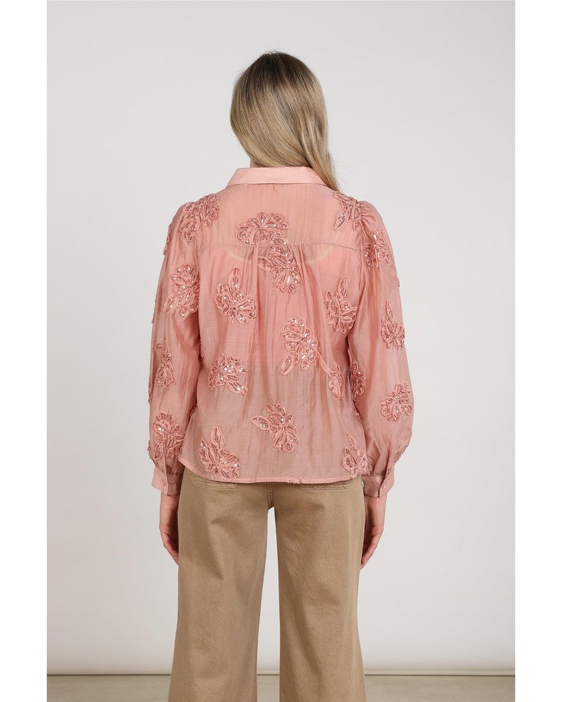 Antonella Blouse Paillet Flower Roze Antonella Blouse Paillet Flower Roze