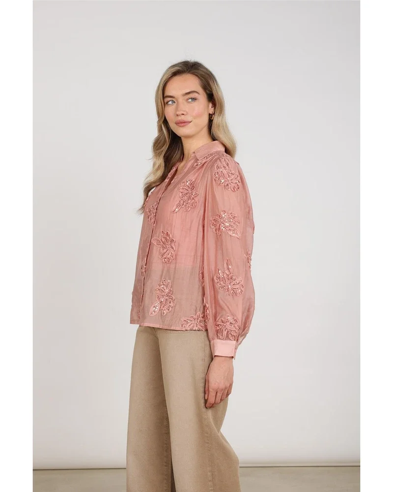 Antonella Blouse Paillet Flower Roze Antonella Blouse Paillet Flower Roze