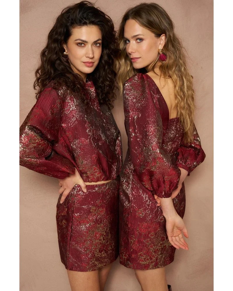 Jacket Inea - Balloon Jacquard Bordeaux Jacket Inea - Balloon Jacquard Bordeaux