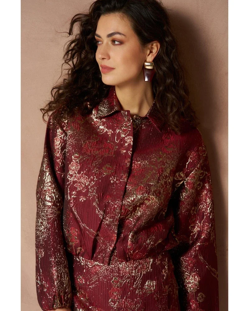 Jacket Inea - Balloon Jacquard Bordeaux Jacket Inea - Balloon Jacquard Bordeaux