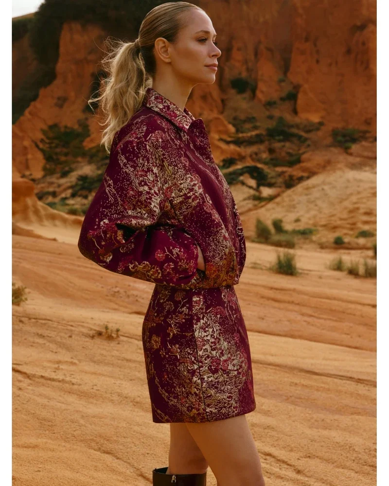 Jacket Inea - Balloon Jacquard Bordeaux Jacket Inea - Balloon Jacquard Bordeaux