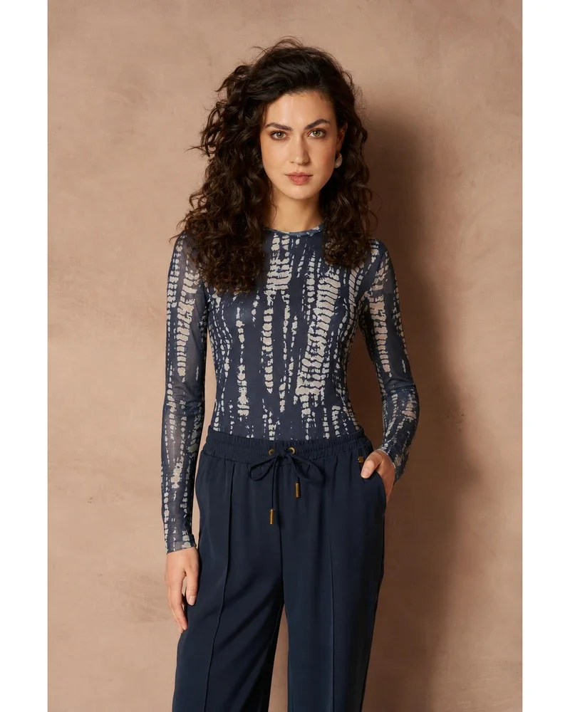 Top Iniko - Abstract Mesh Blauw Top Iniko - Abstract Mesh Blauw