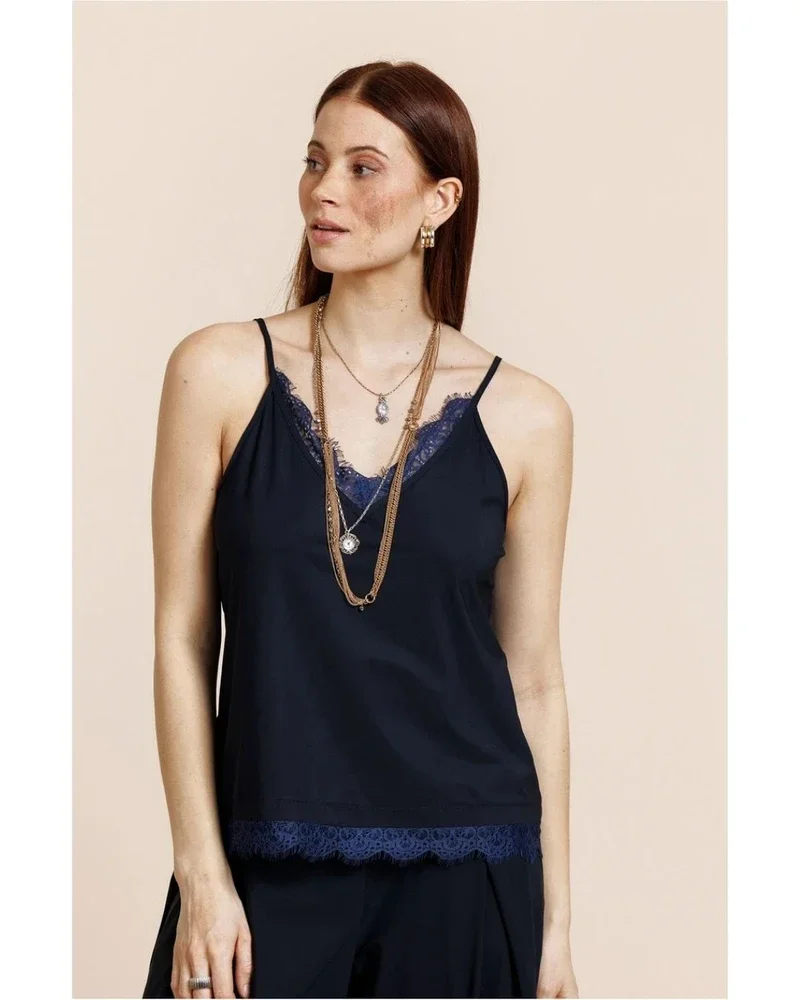 Mitzie lace top Donker Blauw Mitzie lace top Donker Blauw