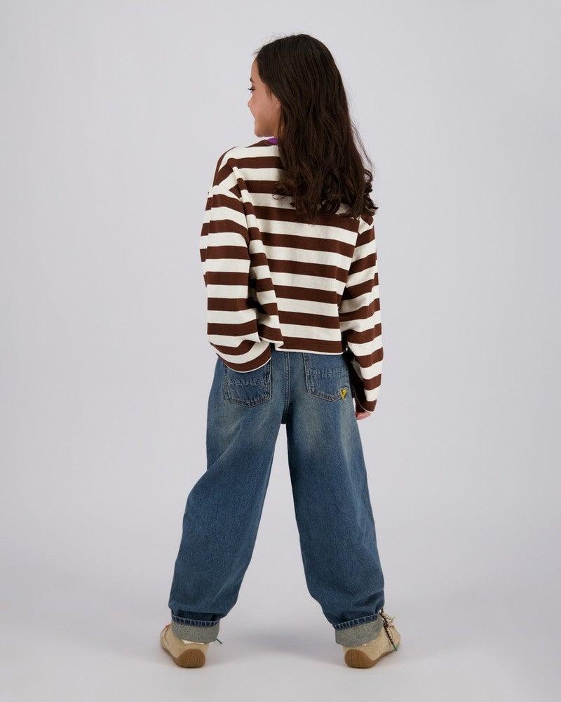 Josien Striped Shirt Flaire Sleeve Bruin 1 Josien Striped Shirt Flaire Sleeve Bruin 1