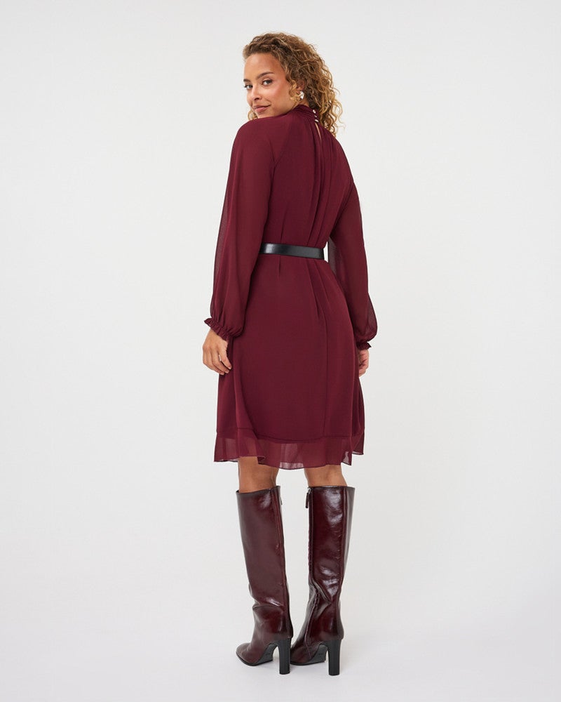 Dress mock neck chiffon Bordeaux Dress mock neck chiffon Bordeaux