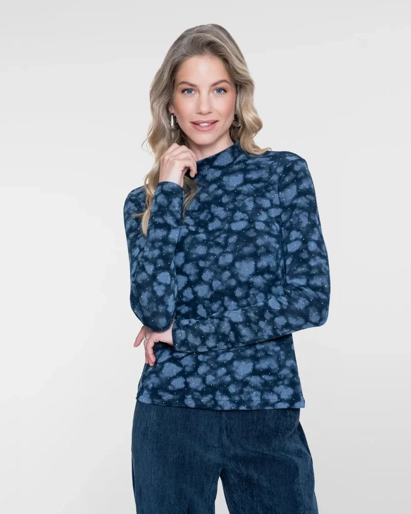 Top turtle AOP rhinestones Blauw Top turtle AOP rhinestones Blauw
