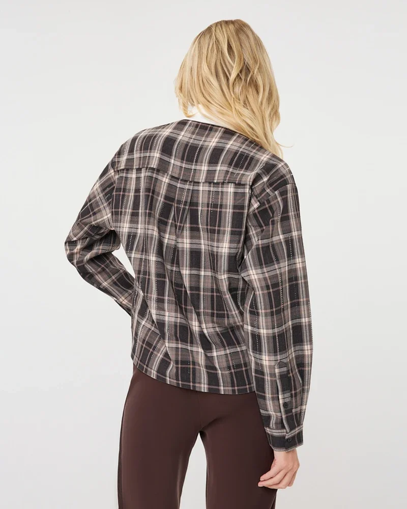 Blouse short strass check Bruin 1 Blouse short strass check Bruin 1